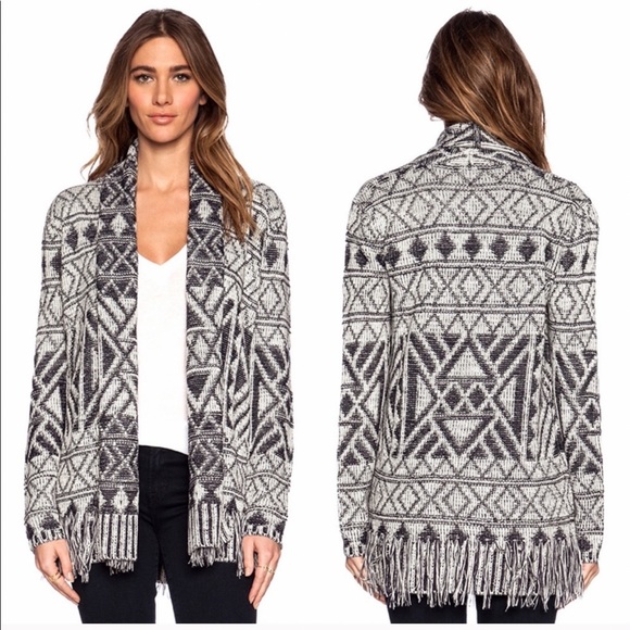BB Dakota Mandala Aztec Fringe Knit Cardigan Small - Picture 2 of 9